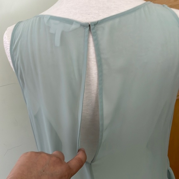 BCBG Generation Sleeveless Dusty Blue Chiffon Dress With Gem Beads, Size L - Picture 10 of 16